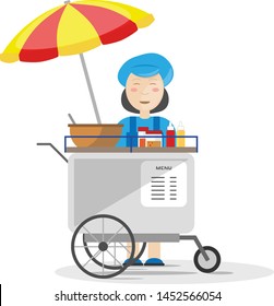 Bangkok street stall. Vector illustration.