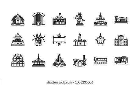 Bangkok symbols and landmarks icon set 2