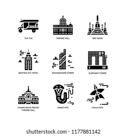 Bangkok symbols and landmarks icons