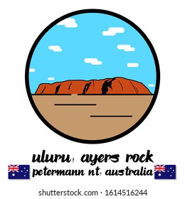 Bangkok, Thailand - 01/12/2020: Uluru Ayers Sand Rock Mountain In Petermann Nt Australia Vector Line Icon.