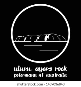 Bangkok, Thailand - 06/30/2019: Uluru Ayers Sand Rock Mountain In Petermann Nt Australia Vector Line Icon.