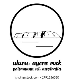 Bangkok, Thailand - 08/01/2020: Uluru Ayers Sand Rock Mountain In Petermann Nt Australia Vector Line Icon.