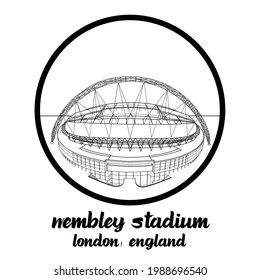 Bangkok, Thailand. 2021 May, 21.  Circle icon Landmark Wembley Stadium in london England. icon vector illustration