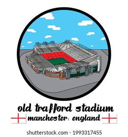 Bangkok, Thailand. 2021 May, 21.  Circle icon Landmark old trafford Stadium in manchester England. icon vector illustration