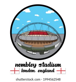 Bangkok, Thailand. 2021 May, 21.  Circle icon Landmark Wembley Stadium in london England. icon vector illustration