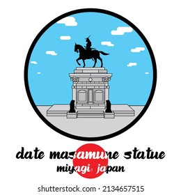 Bangkok Thailand, 2022 Feb 22, Circle Icon Line Date Masamune Statue. Vector Illustration