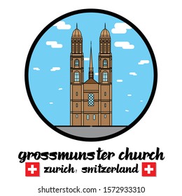 Bangkok, Thailand. 25 11 2019. Grossmunster church in zurich Switzerland. icon