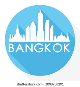 Bangkok Thailand Asia Flat Icon Skyline Silhouette Design City Vector Art Famous Buildings.