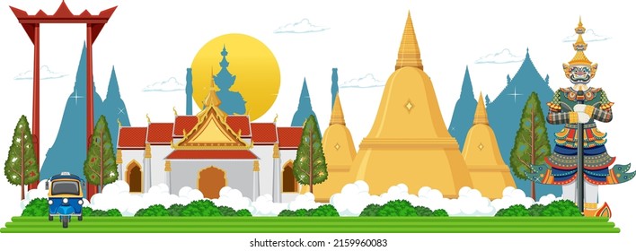 Bangkok Thailand Sehenswürdigkeiten Illustration