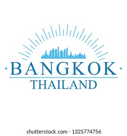 Bangkok Thailand. Banner Design. City Skyline. Silhouette Vector. Famous Monuments.