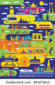 Bangkok Thailand city landmark poster concept