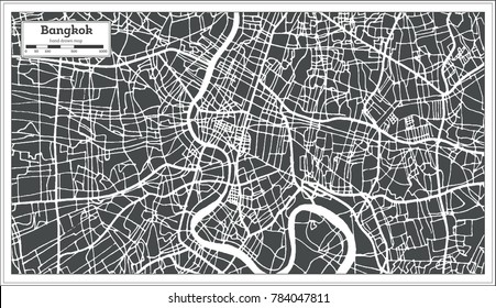 Bangkok Thailand City Map In Retro Style. Outline Map. Vector Illustration.