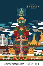 Bangkok Thailand city poster concept - vector illustration