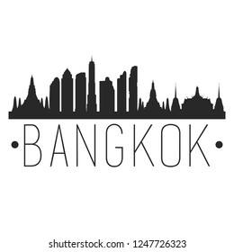 Bangkok Thailand. City Skyline. Silhouette City. Design Vector. Famous Monuments.