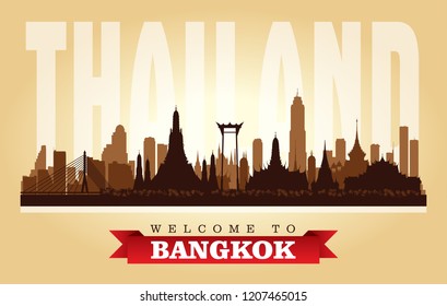 Bangkok Thailand city skyline vector silhouette illustration