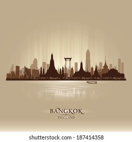 Bangkok Thailand city skyline vector silhouette illustration