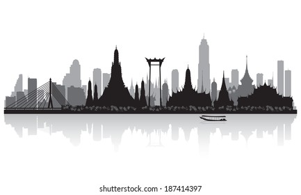 Bangkok Thailand City Skyline Vektorgrafik Silhouette Illustration