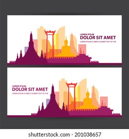 Bangkok Thailand City Skyline Vector 