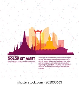 Bangkok Thailand City Skyline Vector 