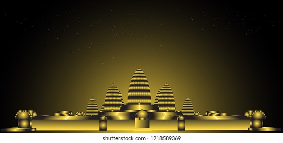 
Bangkok and Thailand Golden paper cut vector style illustrations, ASEAN background