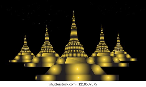 
Bangkok and Thailand Golden paper cut vector style illustrations, ASEAN background