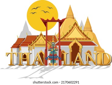 Bangkok Thailand Landmark Logo Banner illustration