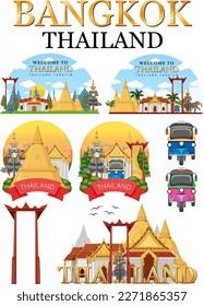 Bangkok Thailand Landmark Logo Banner illustration