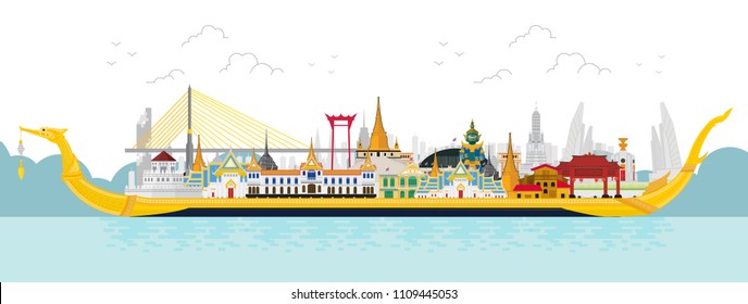 Bangkok in Thailand and Landmarks and travel place background