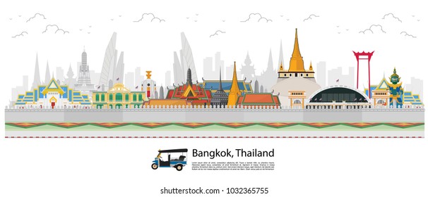 Bangkok in Thailand and Landmarks and travel place,temple,background