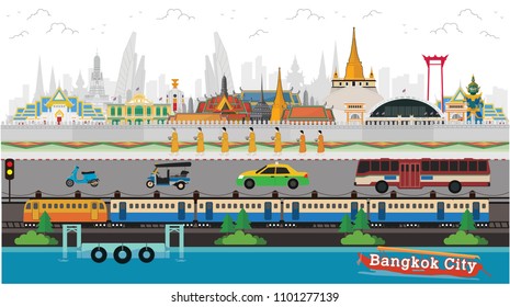 Bangkok in Thailand and Landmarks and travel place,temple,background