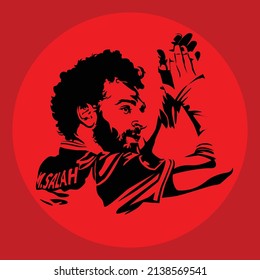 Bangkok, Thailand - March 24 2022, Mohamed Salah is an Professional footballer from Egypt. Vector illustration silhouette and symbolic style, 