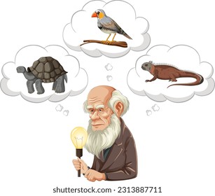 Bangkok, Thailand May 25, 2023. Caricature of Charles Darwin illustration