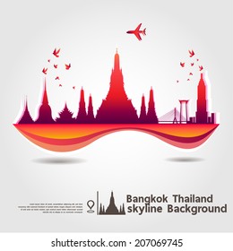 Bangkok, Thailand, Skyline Background, Vector Illustration