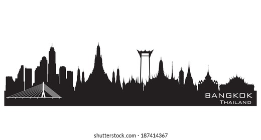 Bangkok Thailand Skyline Detailed Vector Silhouette