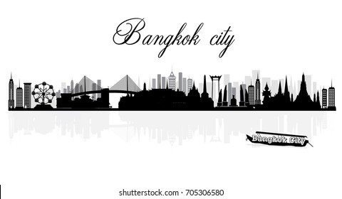 Bangkok Thailand skyline Detailed vector