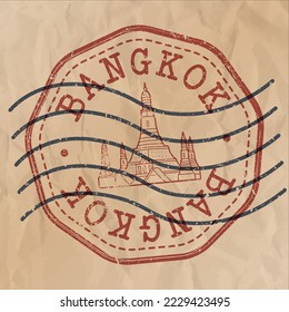 Bangkok, Thailand Stamp City Travel Passport. Design Retro Symbol Country. Old Vintage Postmark.