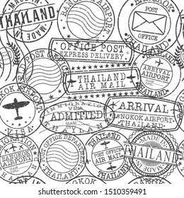 Bangkok Thailand Stamps. City Stamp Vector Art. Postal Passport Travel. Design Set Pattern.