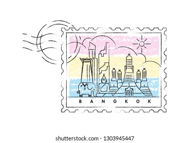 Bangkok, Thailand vector illustration and typography design