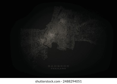 Bangkok Thailand,street lights map. Satellite view on modern city at night. Imitation of aerial view on roads network. vector image