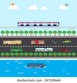 Bangkok traffic ideal public trasportation pixels art