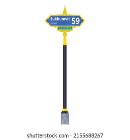 Bangkok traffic signs. Thailand sign road illustration vector.