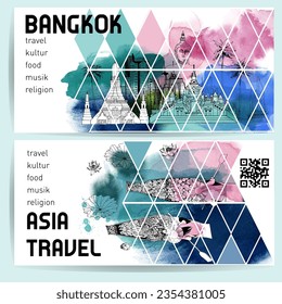 Bangkok travel flyer design.Vector background. 