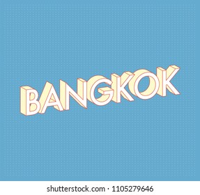 Bangkok Vector City Name Series. Modern Minimal 3D Typography design. Pastel Color.