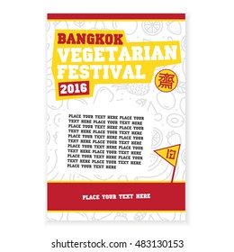 Bangkok vegetarian festival 2016 jay food vector poster template