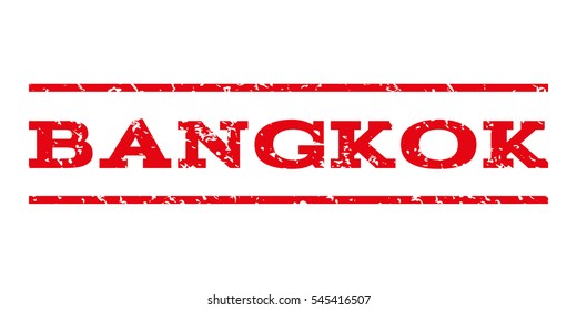 Bangkok watermark stamp. Text caption between horizontal parallel lines with grunge design style. Rubber seal stamp with unclean texture. Vector intensive red color ink imprint on a white background.