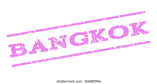 Bangkok watermark stamp. Text Tag between parallel lines with grunge design style. Rubber seal stamp with dust texture. Vector violet color ink imprint on a white background.