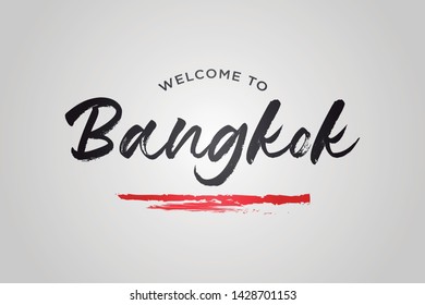 Bangkok Welcome To Word Text with Creative Handwritten Font Design Vector Illustration. - Vector