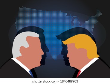 BANGKOK,THAILAND-OCTOBER 24:  Illustration of Donald Trump amd Joe Biden For United States Presidential Election 2020 on October 24,2020