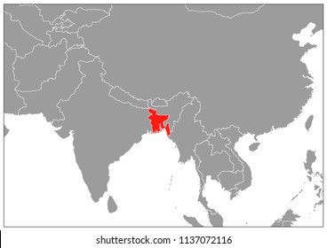Bangladeah map in gray base 