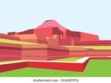 Bangladesh Archaeological Sites Illustration , Somapura Mahavihara In Paharpur, Bangladesh.